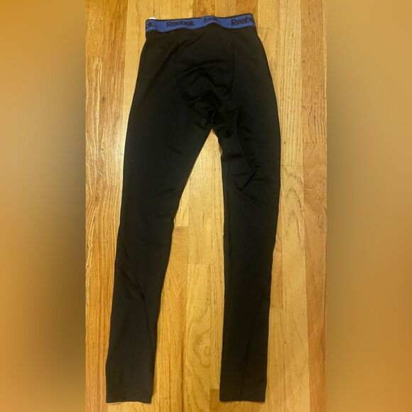 Reebok Men’s Compression Play Dry Pants. Black / Blue Trim . Men’s M - Picture 2 of 7